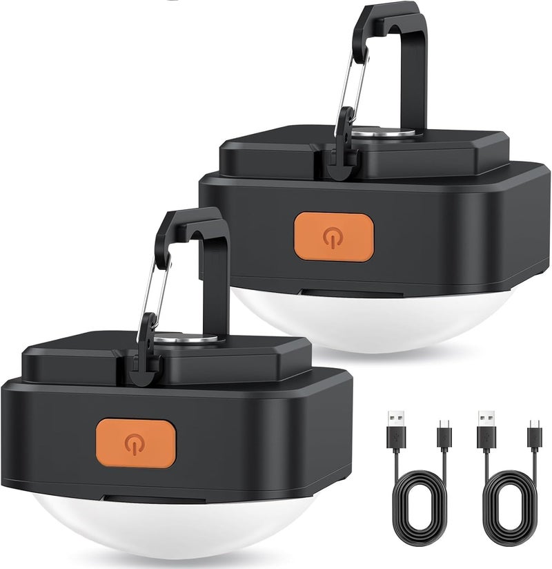 FLY2SKY Rechargeable Camping Lights 2Pcs Black Tent Lights Mini Flashlight Portable LED Camping Lantern Survival Gear Camping Accessories for Hiking Backpacking Fishing Hurricane Emergency Outage - Image 1